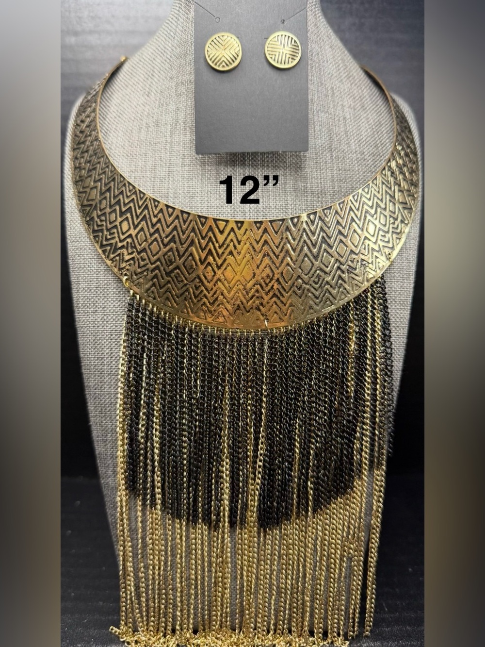 132. Designer Gold-Tone Fringe Collar Necklace